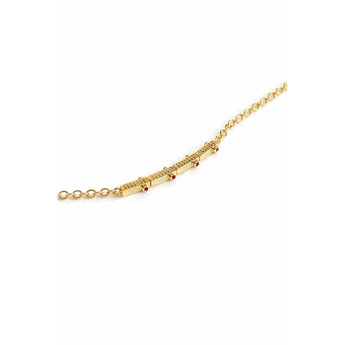 GOLD PİNK TAŞ DETAY BARRA BİLEKLİK