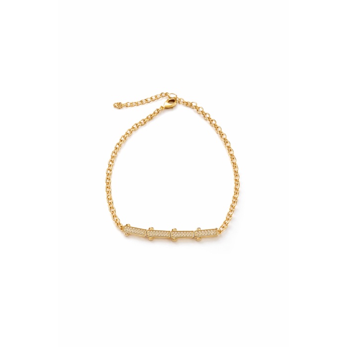 GOLD PİNK TAŞ DETAY BARRA BİLEKLİK