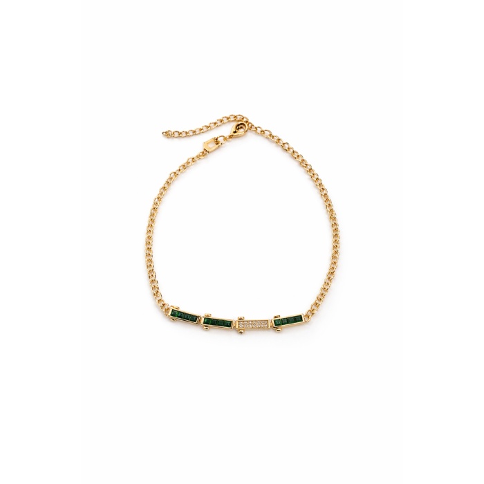 GOLD GREEN TAŞLI BARRA BİLEKLİK