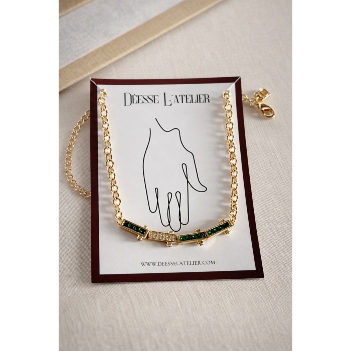 GOLD GREEN TAŞLI BARRA BİLEKLİK