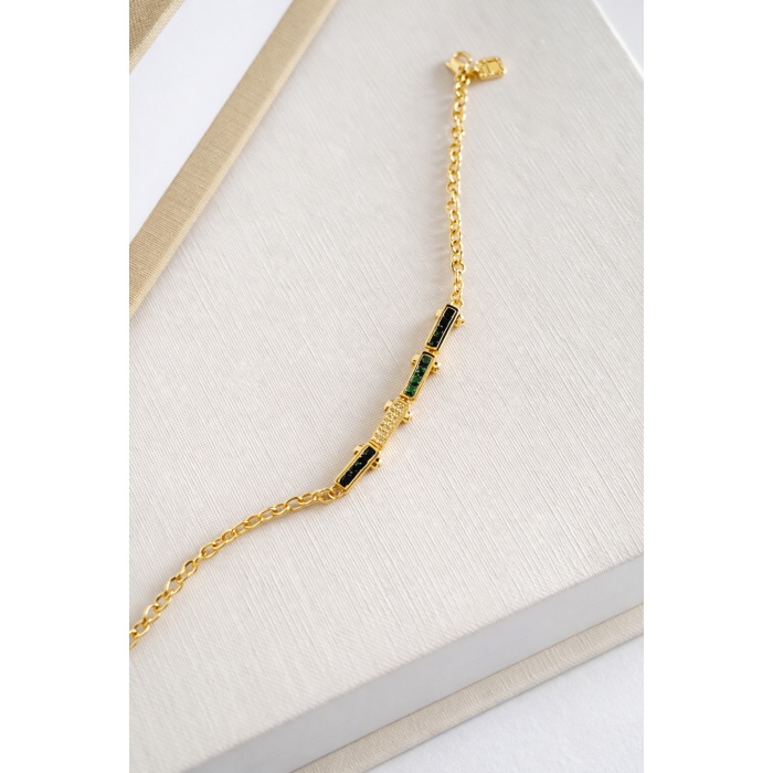 GOLD GREEN TAŞLI BARRA BİLEKLİK
