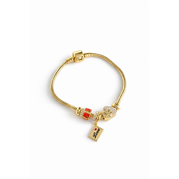GOLD CHARMLI LOVE BİLEKLİK