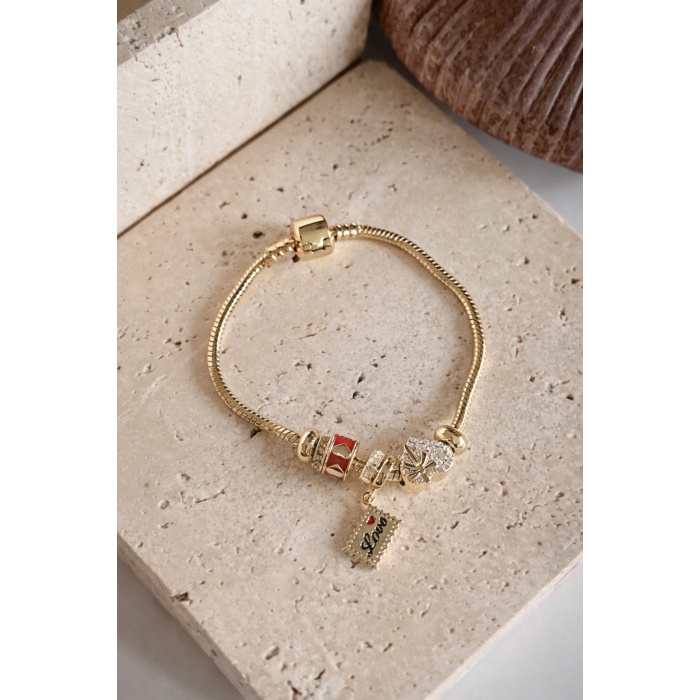 GOLD CHARMLI LOVE BİLEKLİK