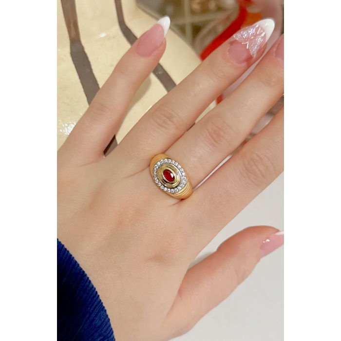 GOLD AKİK TAŞLI YÜZÜK