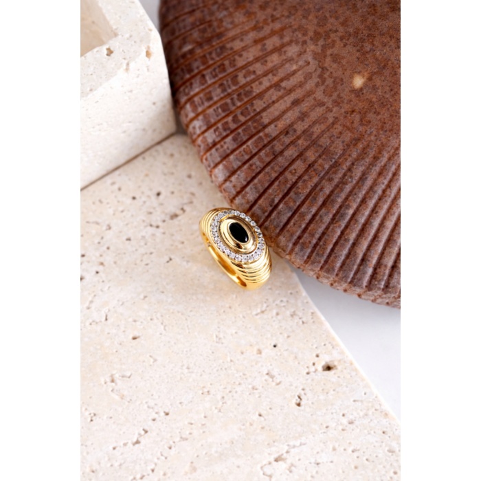 GOLD BLACK TAŞLI YÜZÜK