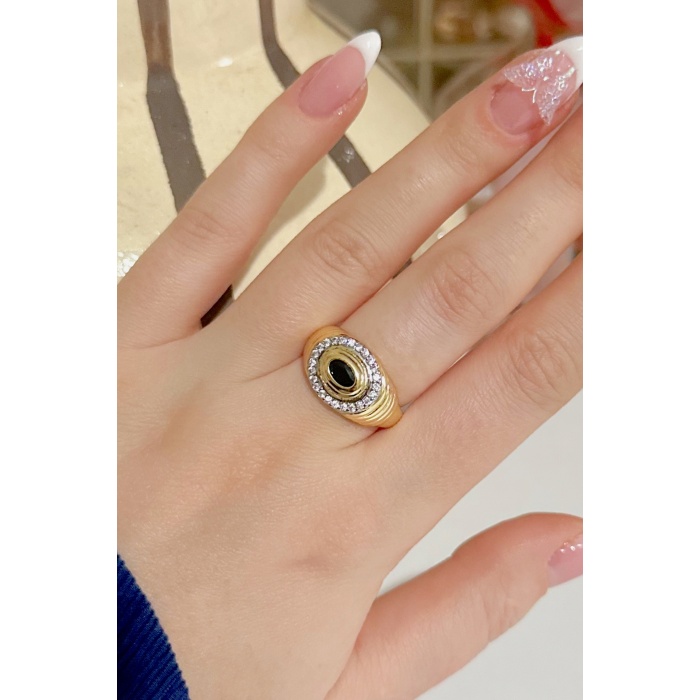 GOLD BLACK TAŞLI YÜZÜK