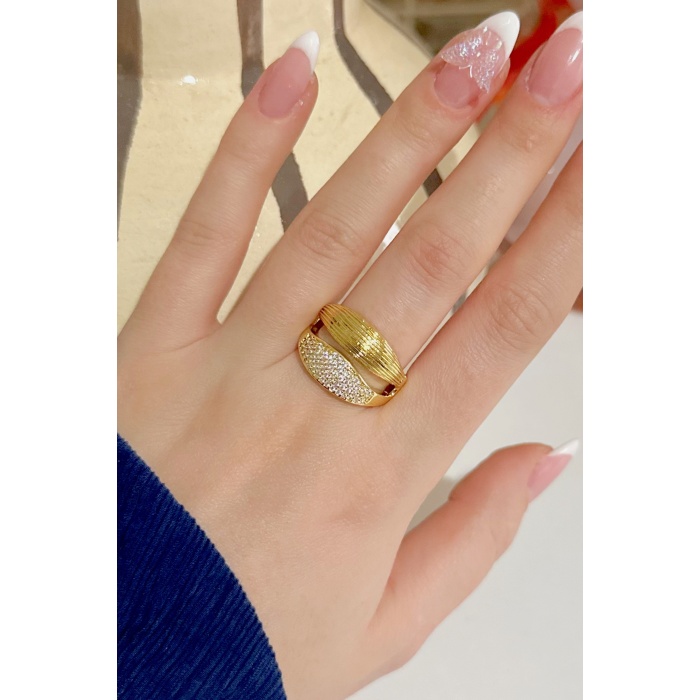 GOLD ZİRKON ÇİFT KATMANLI YÜZÜK