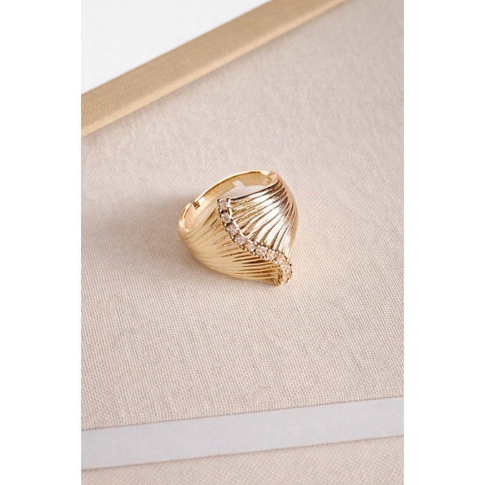 GOLD RIPPLE TAŞLI YÜZÜK