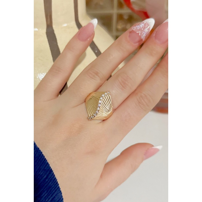 GOLD RIPPLE TAŞLI YÜZÜK