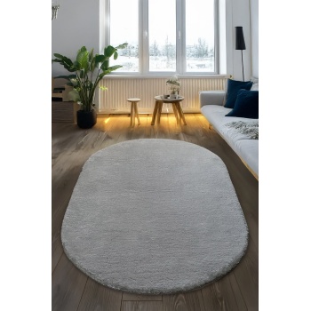 Modern Yumuşak Peluş Rug ♦ Non-Slip Backing ♦ Gri ♦ Living Room Kitchen Çocuk Yatak Room Antre ♦ Oval