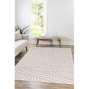 Troya Beyaz Gri Yumuşak Konforlu Rug J0094