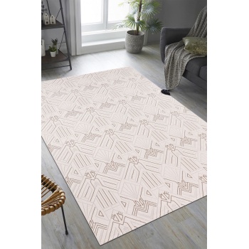 Troya Kahve Beyaz Yumuşak Konforlu Rug J0089