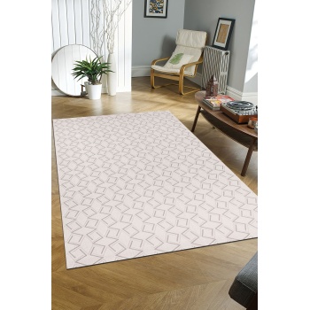 Troya Beyaz Gri Yumuşak Konforlu Rug J0086