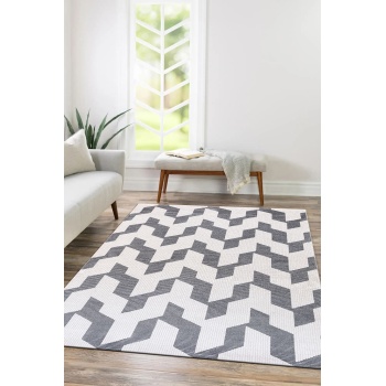 Elmina Beyaz  Açık Gri Yumuşak Konforlu Rug