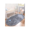 Modern Yumuşak Peluş Rug ♦ Non-Slip Backing ♦ Gri ♦ Living Room Kitchen Çocuk Yatak Room Antre ♦ Oval