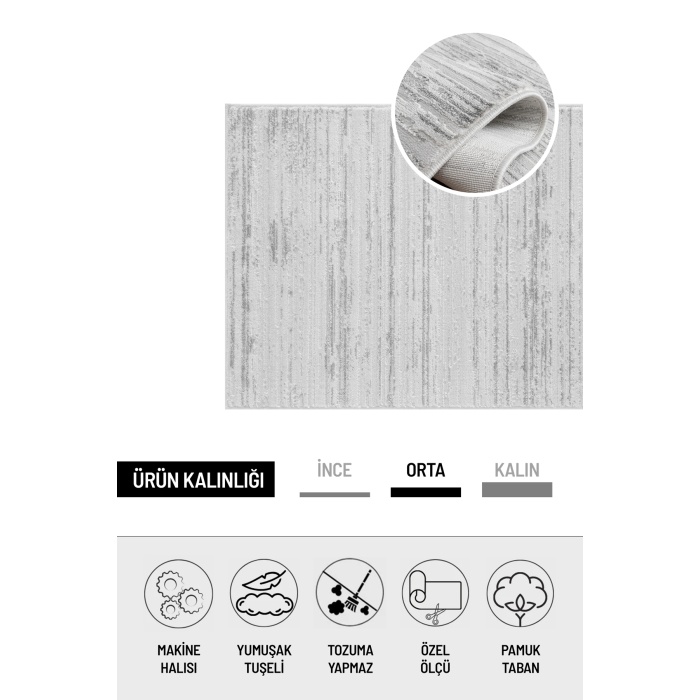 Modern Dust-Free Striped Rug Modern Living Room Living Room Runner Rug Antialerjik GRİ