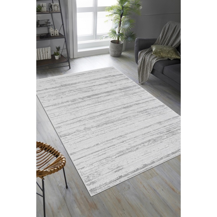 Modern Dust-Free Striped Rug Modern Living Room Living Room Runner Rug Antialerjik GRİ