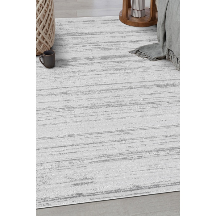 Modern Dust-Free Striped Rug Modern Living Room Living Room Runner Rug Antialerjik GRİ