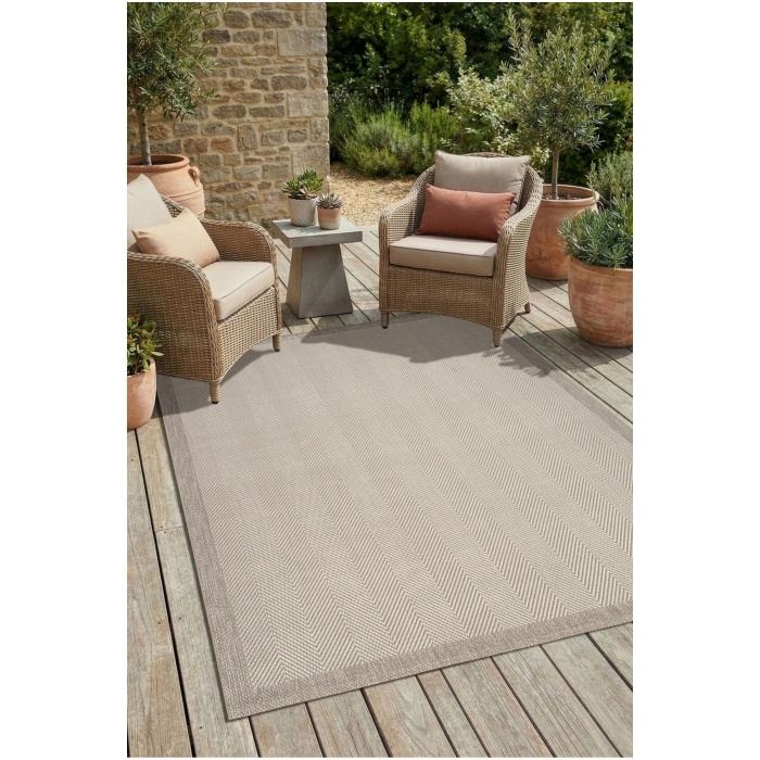 Kolay Temizlenen Yıkanabilir Bordürlü Non-Slip Backing Dust-Free Rug 6633 Bej Krem