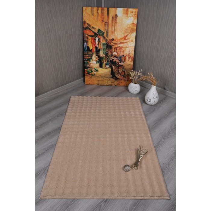Bubble Uzun Tüylü Puffy Peluş Rug ♦ Non-Slip Backing ♦ Bej ♦ Yıkanabilir ♦ Living Room Hallway Kitchen Yatak