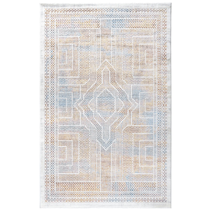 Paradise Beyaz Mavi Yumuşak Konforlu Rug M0147