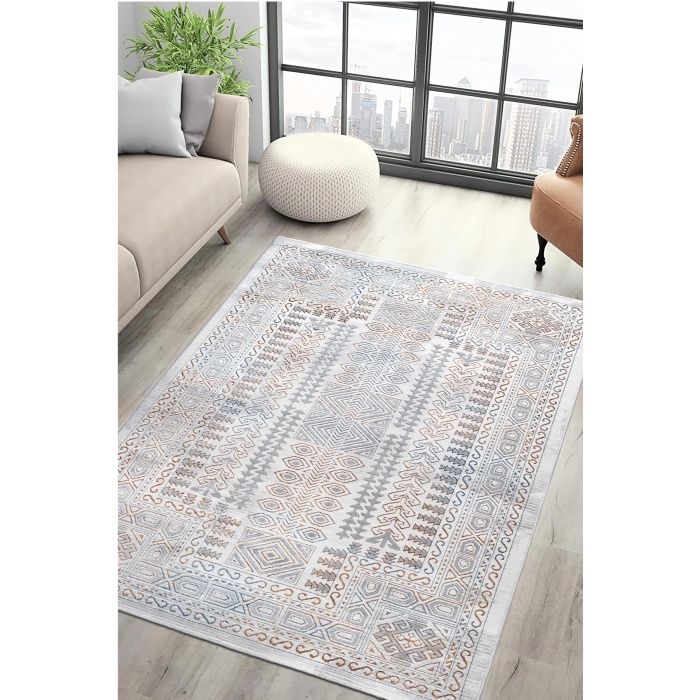 Paradise Beyaz Mavi Yumuşak Konforlu Rug M0148