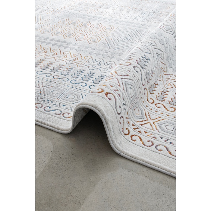 Paradise Beyaz Mavi Yumuşak Konforlu Rug M0148