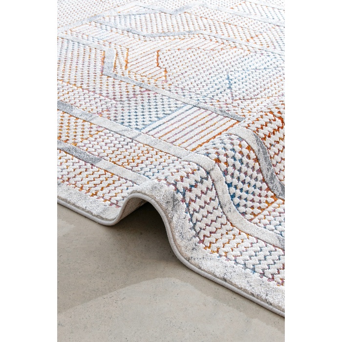 Paradise Beyaz Mavi Yumuşak Konforlu Rug M0146