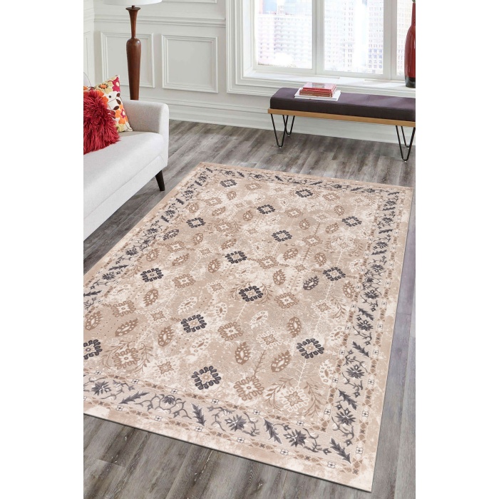 Lynosse Açık Bej Gri Yumuşak Konforlu Rug P0521