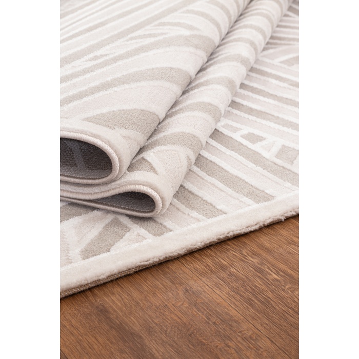 Troya Beyaz Gri Yumuşak Konforlu Rug J0094