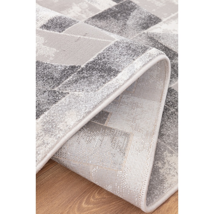 Elmina Beyaz Gri Yumuşak Konforlu Rug F0334