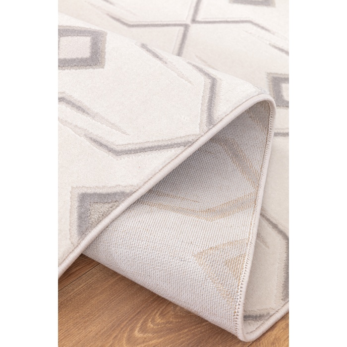 Troya Beyaz Gri Yumuşak Konforlu Rug J0092