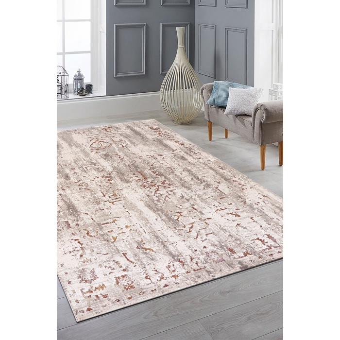 Paradise Krem Mavi Yumuşak Konforlu Rug M069