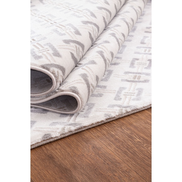Troya Gri Beyaz Yumuşak Konforlu Rug J0087