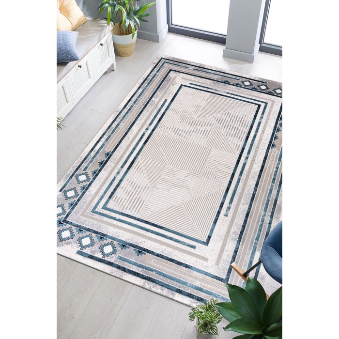 Troya Açık Mavi Yumuşak Konforlu Rug J0075