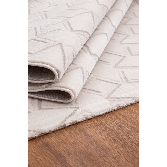 Troya Beyaz Gri Yumuşak Konforlu Rug J0086