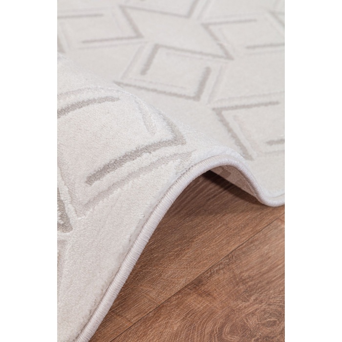 Troya Beyaz Gri Yumuşak Konforlu Rug J0086