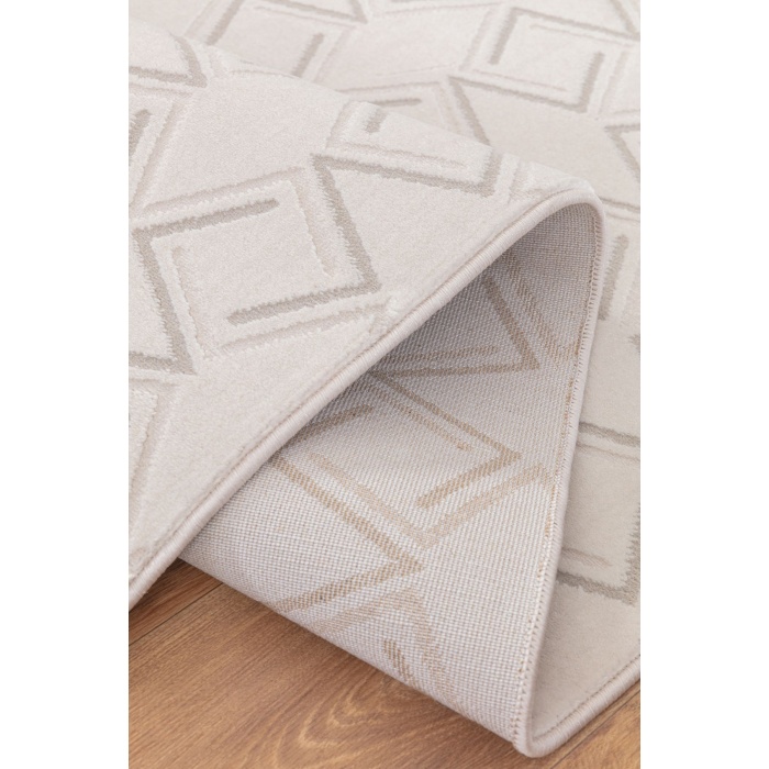 Troya Beyaz Gri Yumuşak Konforlu Rug J0086