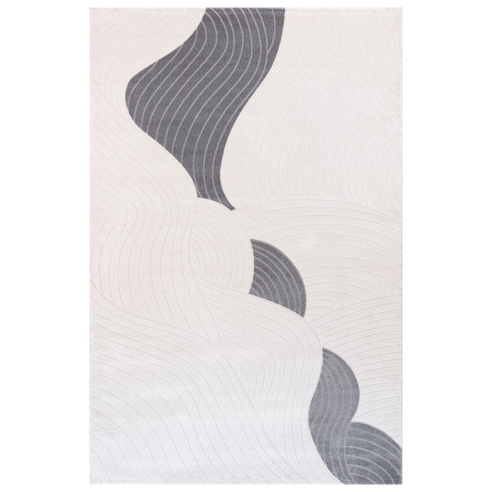Elmina Beyaz Gri Yumuşak Konforlu Rug