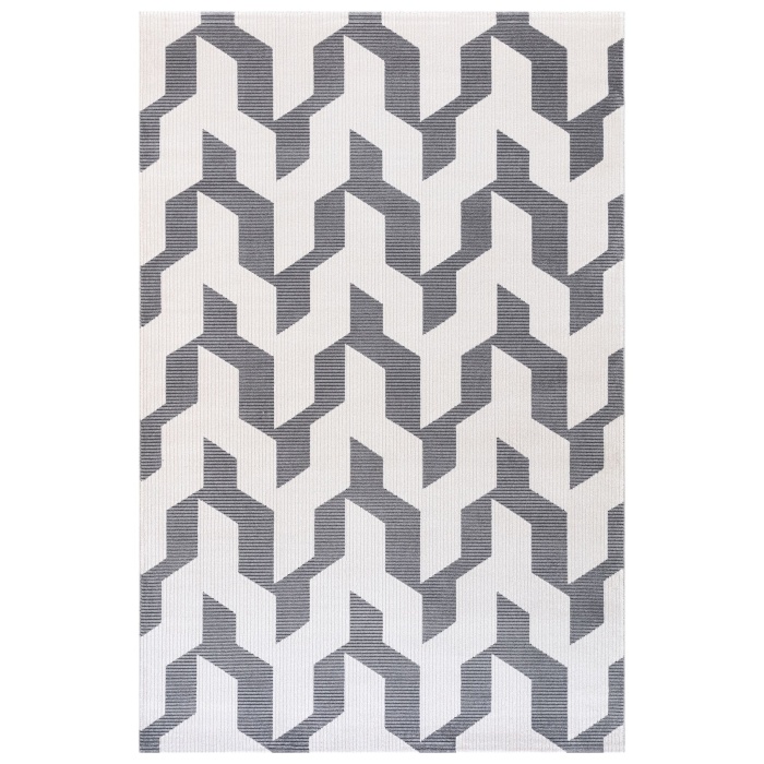 Elmina Beyaz  Açık Gri Yumuşak Konforlu Rug