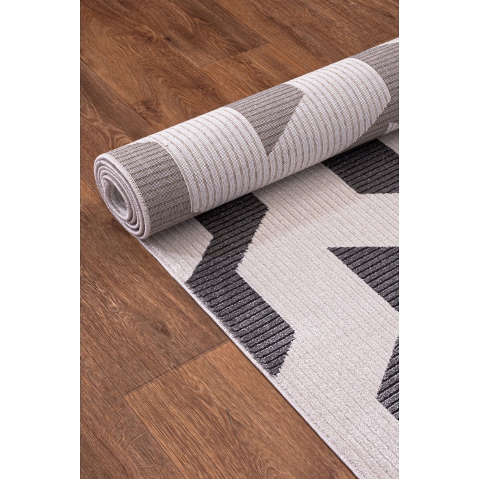 Elmina Beyaz  Açık Gri Yumuşak Konforlu Rug