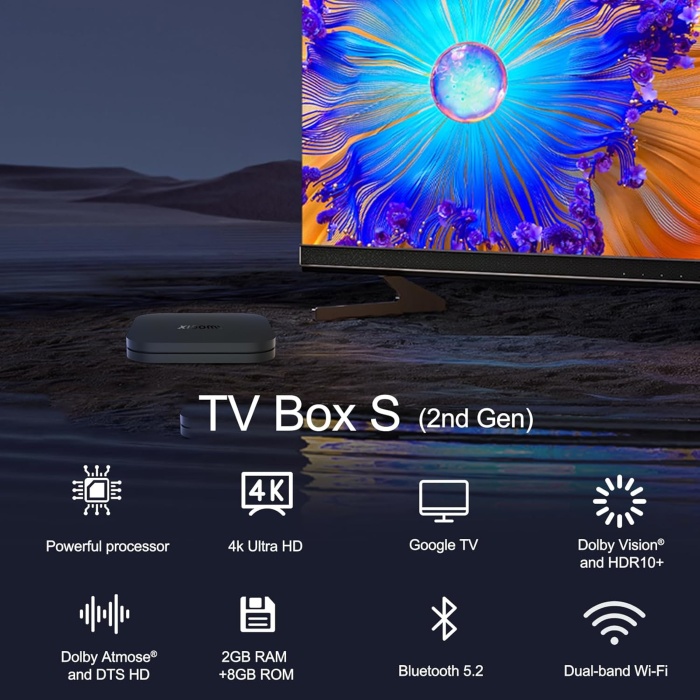 Xiaomi Mi TV Box S 2. Nesil, Mi Box S Ultra HD 4K Streaming Media Player, Chromecastli S 2. Nesil TV Kutusu, Wi-Fi, 2GB RAM + 8GB ROM