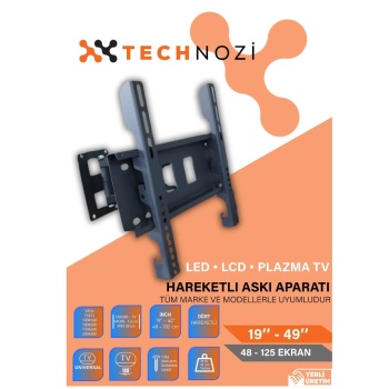 Technozi Tüm Markalar Ile Uyumlu Televizyon Duvar Asma Aparatı 19 49 Led-lcd Hareketli Askı Aparatı