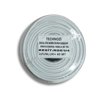 Technozi Coaxial RG6/U4 - 48 Tel Uydu Kamera Güvenlik Kabloları 40 m