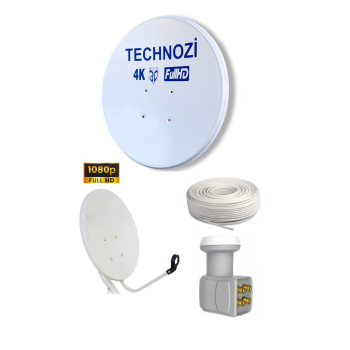 Technozi 70 cm Çanak Anten Full Set Dörtlü Lnb 50 Metre Kablo
