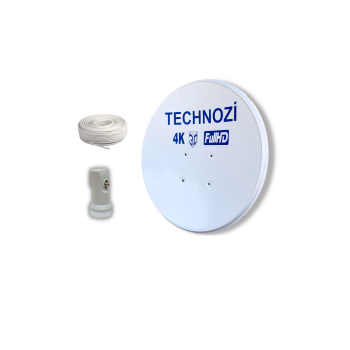 Technozi Yeni Nesil 70 cm Çanak Anten Tekli Lnb 20 Metre Kablo