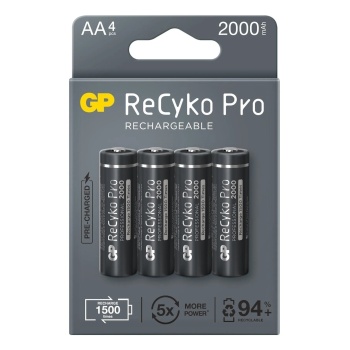 GP Recyko Pro Aa Kalem 2000 Mah Ni-mh Şarjlı Pil, 1.2 Volt, 4lü Kart