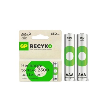 GP Batteries Gp Recyko 650 Mah R03 Aaa Şarjlı 2li Ince Kalem Pil Gp65aaahcer21-2tlb2 (gprhch63e041