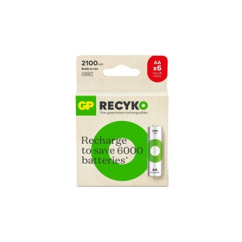 Gp Recyko 2100 Mah Aa Kalem Ni-Mh Şarjlı Pil, 1.2 Volt, 6lı Kart