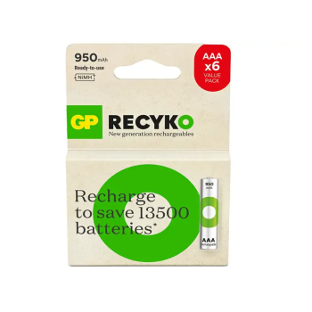 GP ReCyko AAA 1000 Series 950 mAh Şarjlı İnce Kalem Pil 6lı